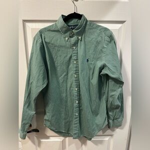 Ralph Lauren Classic Fit Button Down Shirt Green Stripe 15.5 34/35